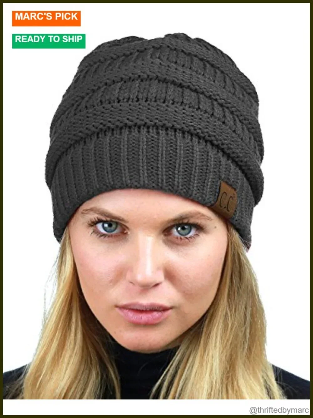 Unisex Chunky Cable Knit Beanie with Sherpa Fleece Lining